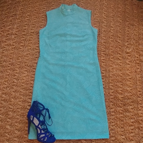 Vintage Dresses & Skirts - Vintage sleeveless turquoise dress